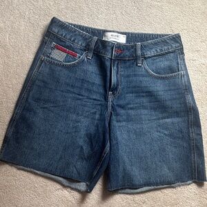 Hollister Dark Blue Denim Shorts with Red Detail